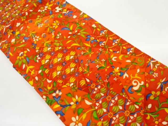 縮緬地草花模様名古屋帯